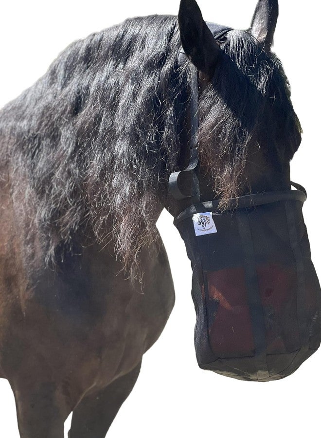 Reinforced Horse Mesh Feed Bag, Adjustable Strap, Padded Nose, Heavy Duty Horse Feed Bag, Reinforced Bottom Stitching, Holds 8qt Grain Bucket, no Mess, soak Feed in Bag, Horse Feed Bag - Image 1