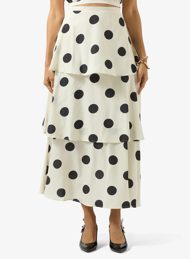 ELLA Polka Print Halter Top & Skirt Set