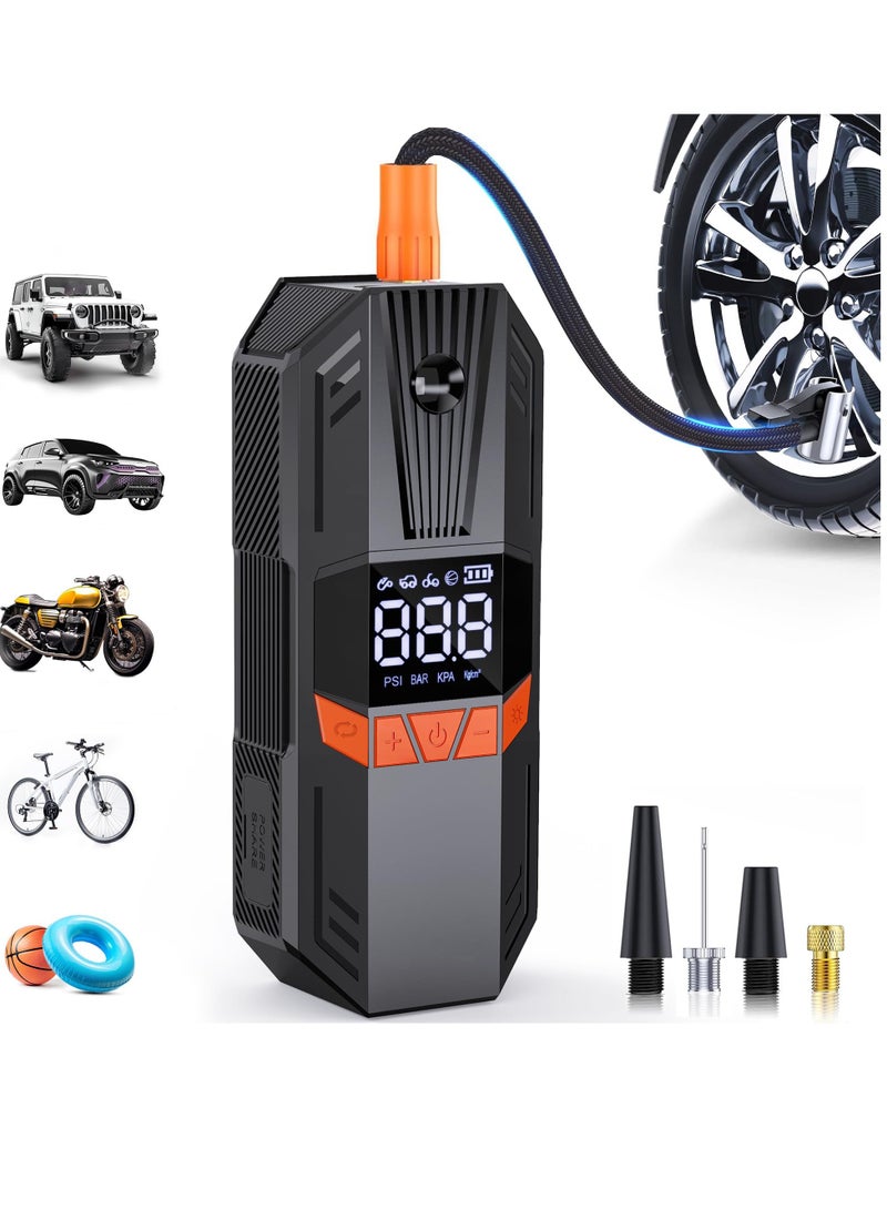 Excefore Tire Inflator Portable Air Compressor, 150PSI Cordless Tire Inflator, Electric Air Compressor with LCD Pressure Gauge, Quick Inflation Bike Tire Pump for Car Motorcycle Bike Ball, Car Accessories  - Image 1