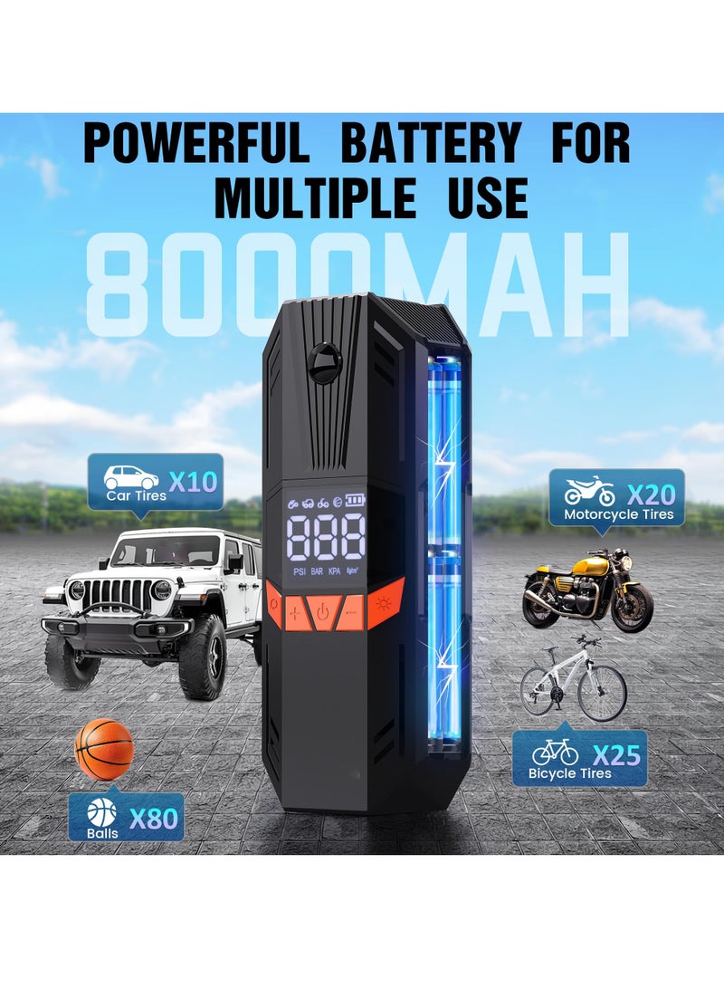 Excefore Tire Inflator Portable Air Compressor, 150PSI Cordless Tire Inflator, Electric Air Compressor with LCD Pressure Gauge, Quick Inflation Bike Tire Pump for Car Motorcycle Bike Ball, Car Accessories  - Image 2