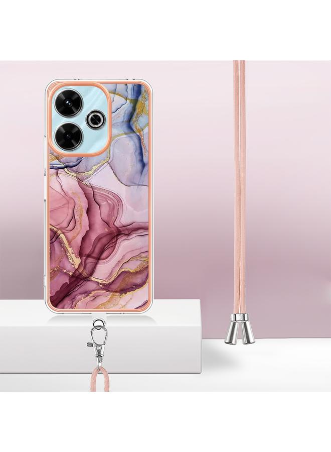 اس-توب جراب لهاتف Redmi 13 4G مطلي بالرخام الكهربائي مع حبل تثبيت مزدوج الجوانب - Image 3