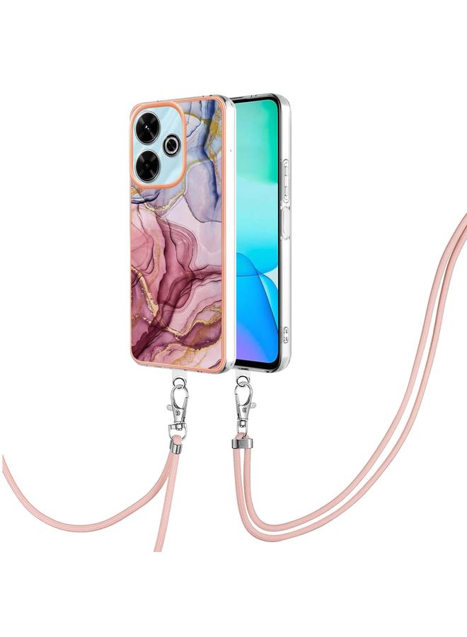 اس-توب جراب لهاتف Redmi 13 4G مطلي بالرخام الكهربائي مع حبل تثبيت مزدوج الجوانب - Image 1