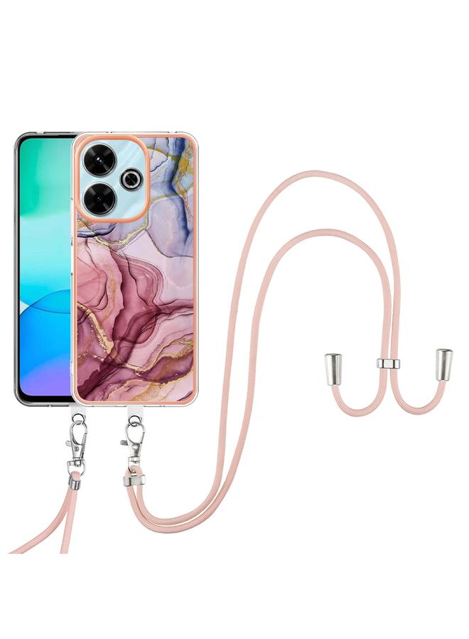 اس-توب جراب لهاتف Redmi 13 4G مطلي بالرخام الكهربائي مع حبل تثبيت مزدوج الجوانب - Image 2