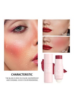 Julystar Creamy Texture Highlight Shadow Contouring Stick, Dual-ended Blush Stick With Sponge, Cream Contour Stick, 3-in-1 Cheek Blush & Lip Tint & Eyeshadow Moisturizing Lightweight Multi-Stick Blush(#104)  - Image 3