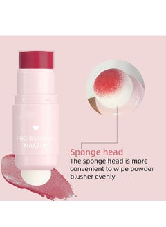 Julystar Creamy Texture Highlight Shadow Contouring Stick, Dual-ended Blush Stick With Sponge, Cream Contour Stick, 3-in-1 Cheek Blush & Lip Tint & Eyeshadow Moisturizing Lightweight Multi-Stick Blush(#104)  - Image 5