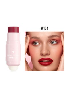 Julystar Creamy Texture Highlight Shadow Contouring Stick, Dual-ended Blush Stick With Sponge, Cream Contour Stick, 3-in-1 Cheek Blush & Lip Tint & Eyeshadow Moisturizing Lightweight Multi-Stick Blush(#104)  - Image 2