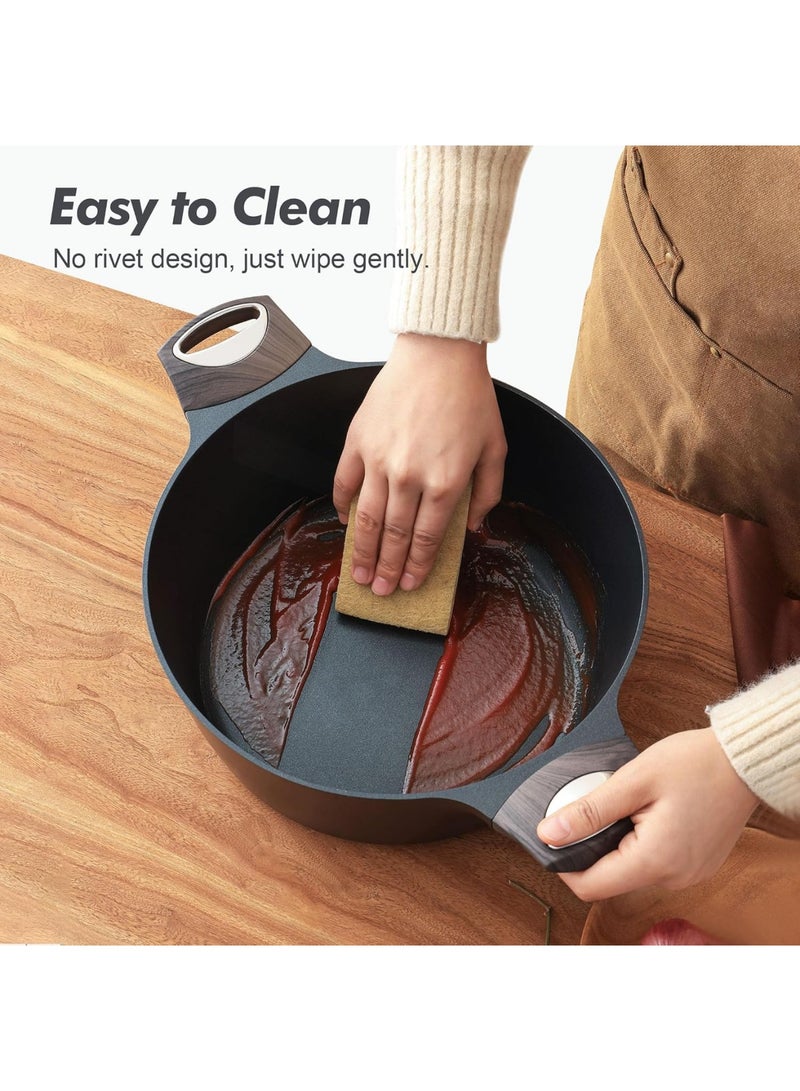 Nonstick Stock Pot with Lid, 4.5 QT Soup Pot Casserole Pot, Healthy Pasta Pot, Large Deep Cooking Pot, Big Sauce Pot Stew Pot, Induction Compatible, PFOA PFOS APEO Free, Black - Image 2