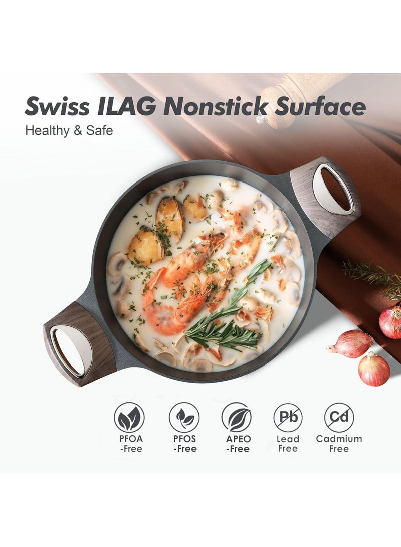 Nonstick Stock Pot with Lid, 4.5 QT Soup Pot Casserole Pot, Healthy Pasta Pot, Large Deep Cooking Pot, Big Sauce Pot Stew Pot, Induction Compatible, PFOA PFOS APEO Free, Black - Image 5