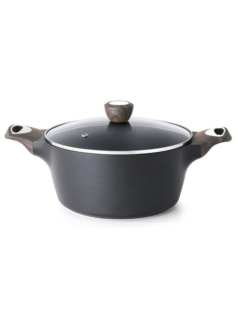 Nonstick Stock Pot with Lid, 4.5 QT Soup Pot Casserole Pot, Healthy Pasta Pot, Large Deep Cooking Pot, Big Sauce Pot Stew Pot, Induction Compatible, PFOA PFOS APEO Free, Black - Image 1