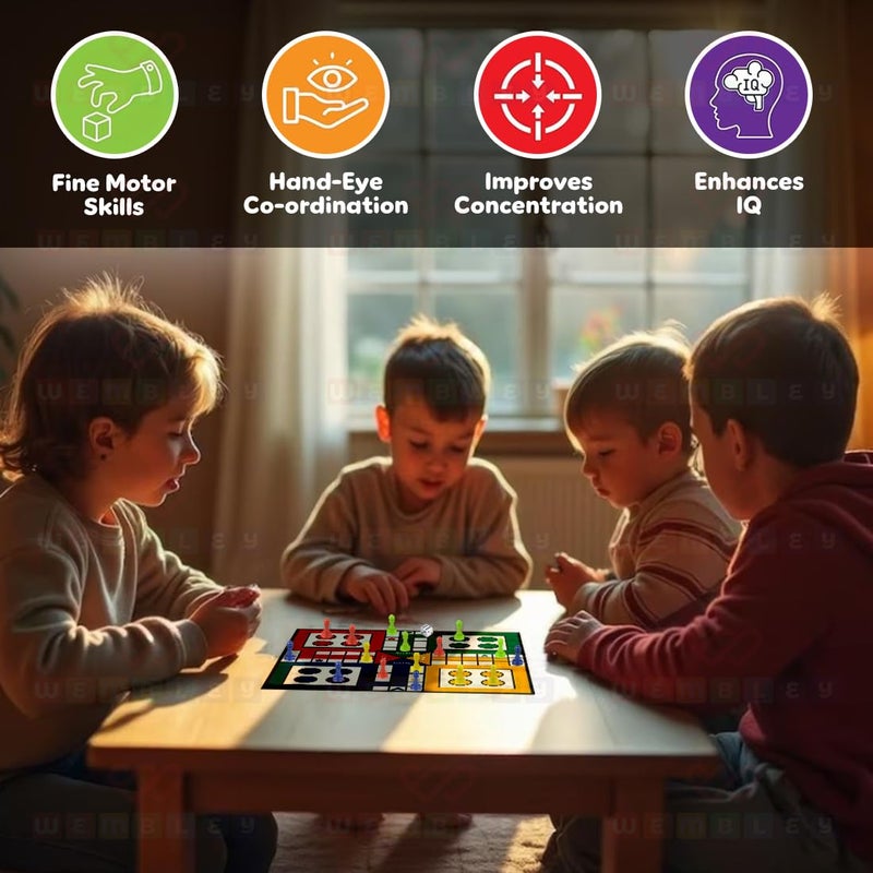 Wembley 6 in 1 Classic Board Game for Kids & Adults | Ludo, Snake & Ladder, Chess, Checkers, Housie, Tic Tac Toe | Family Fun Travel Indoor Board Games Boost Decision Making Strategic Thinking - Image 5