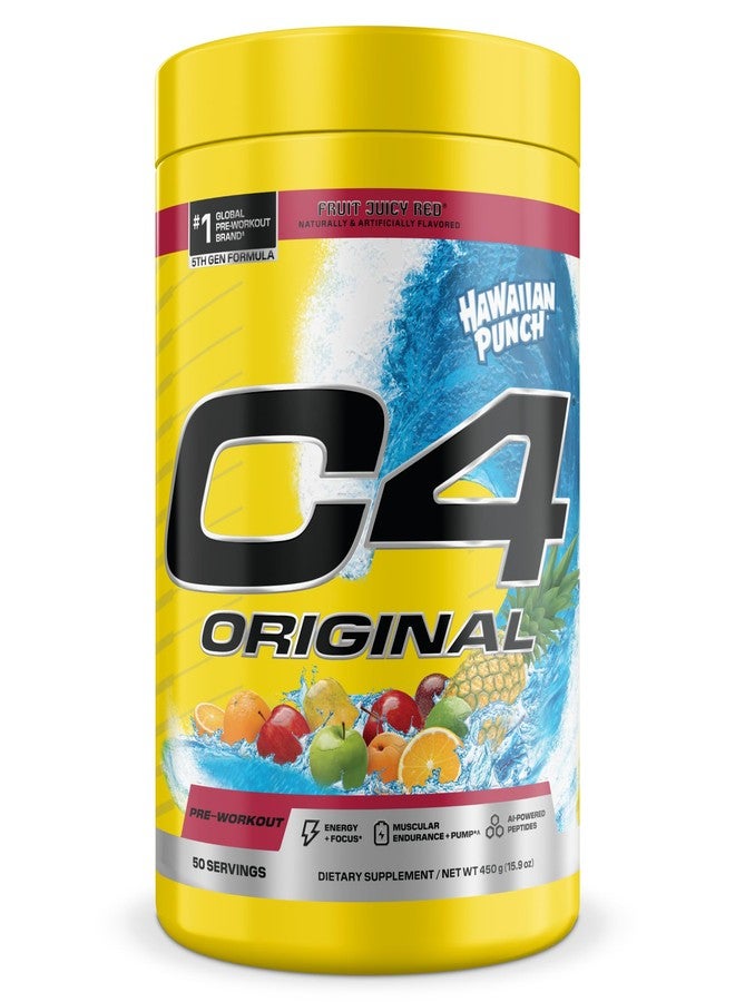 C4 Cellucor C4 Original Pre Workout – Hawaiian Punch - Pre-Workout for Endurance, Focus & Performance with 200mg Caffeine, Beta-Alanine, Creatine Nitrate, L-Arginine & PeptiPump – Sugar Free, 50 Servings - Image 1