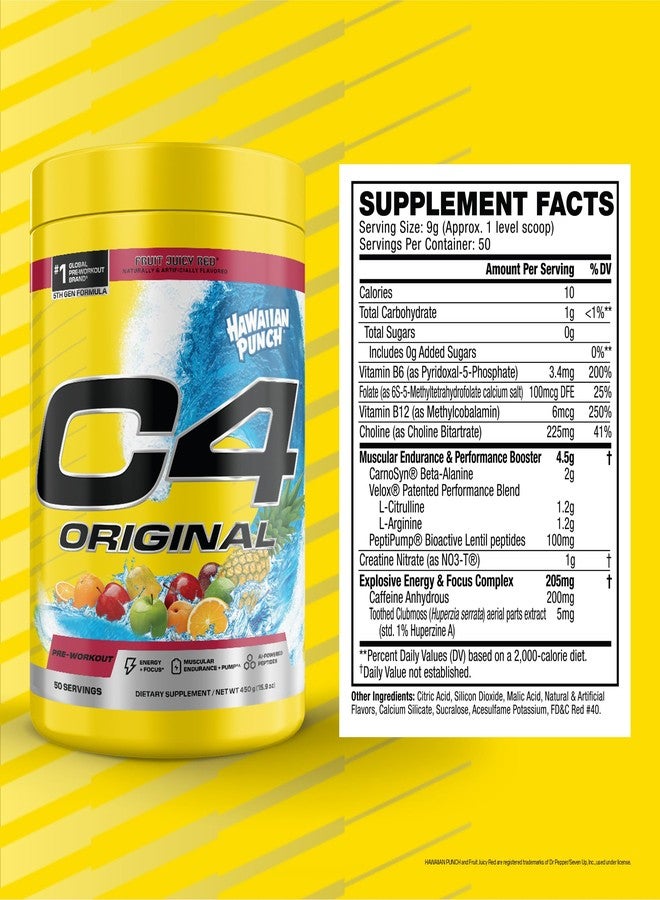 C4 Cellucor C4 Original Pre Workout – Hawaiian Punch - Pre-Workout for Endurance, Focus & Performance with 200mg Caffeine, Beta-Alanine, Creatine Nitrate, L-Arginine & PeptiPump – Sugar Free, 50 Servings - Image 2