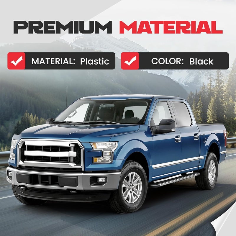 ECOTRIC Top Half Upper Driver/Passenger Side View Gloss Black Mirror Covers for 2015-2020 Ford F150 F-150 (Set of 2 Mirror Cover Replacement) - Image 3