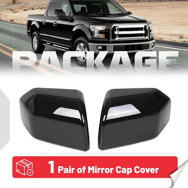ECOTRIC Top Half Upper Driver/Passenger Side View Gloss Black Mirror Covers for 2015-2020 Ford F150 F-150 (Set of 2 Mirror Cover Replacement) - Image 5