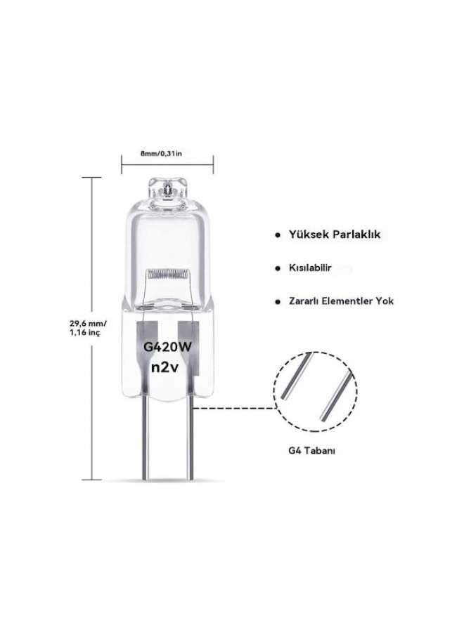 12 Paket G4 Halojen Ampuller, 20w 12v Halojen Ampuller, 2 Pin Şeffaf Kapsül Ampuller, Halojen Pin Tabanlı Lamba, Ev Aydınlatması İçin Sıcak Beyaz Şeffaf Kapsüller - Image 4