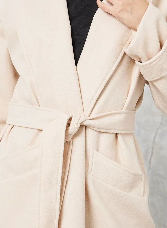Styli Oversized Wool Like Midi Coat with Sleeve Tab