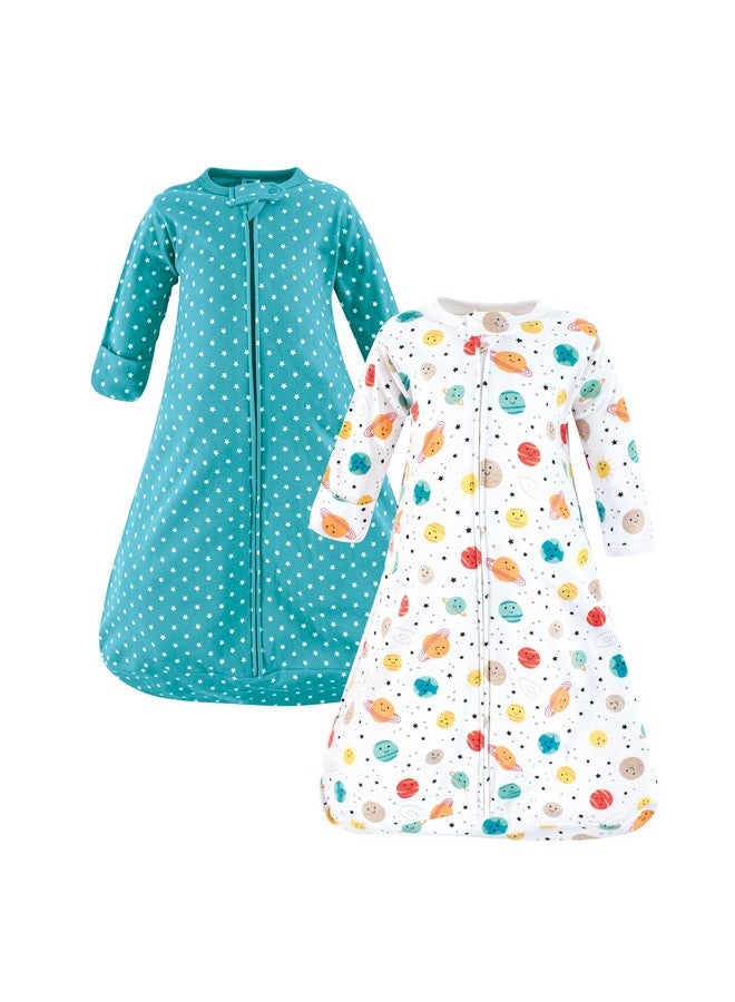 Hudson Baby Unisex Baby Cotton Long-Sleeve Wearable Sleeping Bag, Sack, Blanket, Happy Planets, 0-3 Months - Image 1