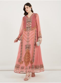 Maxim Creation Damask Print Studded Georgette Kaftan by Styli  - Image 1