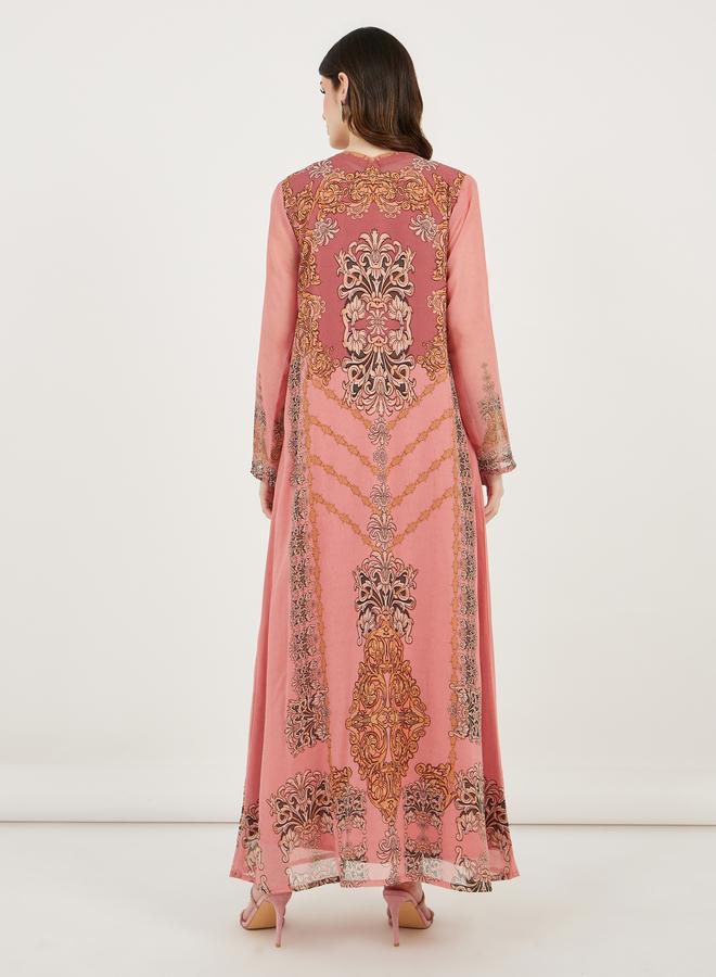 Take Two Damask Print Studded Georgette Kaftan - Image 5