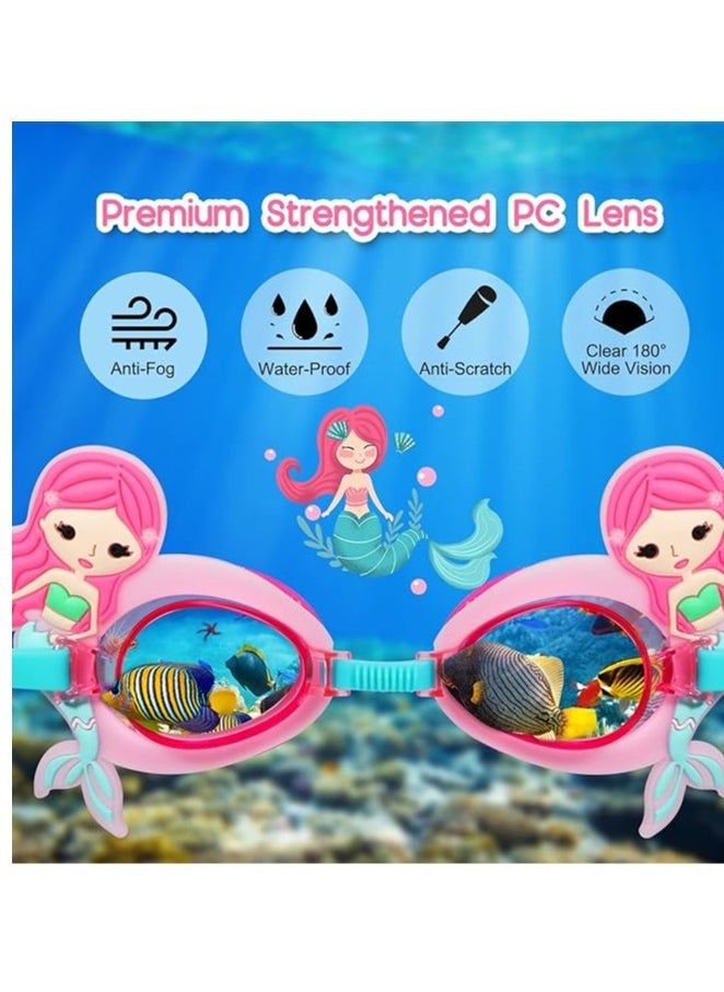 SportQ - Anti-Fog Swimming Goggles for Kids Age 3-14, Cute Design Funny Swimming Goggles for Kids Anti-Fog, Waterproof, Protection Lens, UV Protection, Earplugs - Image 1