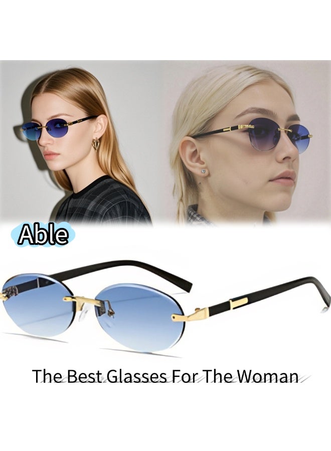 ABLE 【2025New Glasses】Women's polarized oval fashion sunglasses - UV400 UV protection, high-definition anti-glare, black gold frame - suitable for fishing/shopping/driving/traveling/parties, fashionable facial accessories, popular online item - Image 1