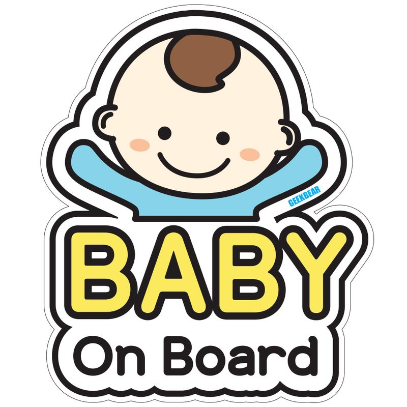GEEKBEAR Baby on Board Car Sticker Character Design Reflective WeatherResistant 01 Basic Boy - Image 3