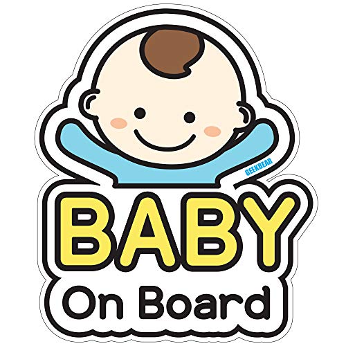 GEEKBEAR Baby on Board Car Sticker Character Design Reflective WeatherResistant 01 Basic Boy - Image 1