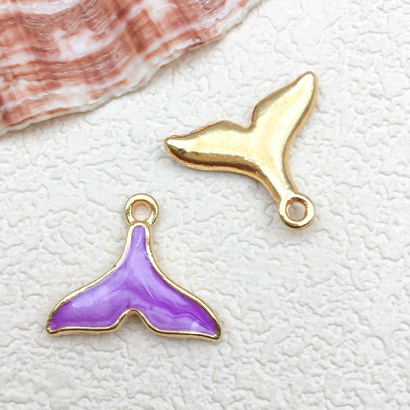 Purple DIY Zinc Alloy Drop Oil Pendant – Marine Series Starfish Conch for Jewelry Making - Image 1