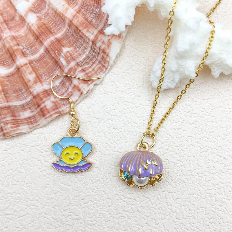 Purple DIY Zinc Alloy Drop Oil Pendant – Marine Series Starfish Conch for Jewelry Making - Image 4