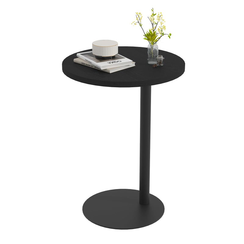 Katrawu C Shaped End Table, Round Side Table, Small Drink Tv Tray Table for Small Spaces,Modern Accent Nightstand with Metal Leg for Living Room, Bedroom, Corners, and Office(Black) - Image 1