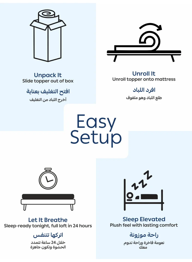 Donetella Mattress Topper 100% Cotton Single-size 100x200 cm –1500 GSM Down Alternative Fill, 14 cm Thick, Fits Up to 30 cm Deep, Oeko Tex Certified