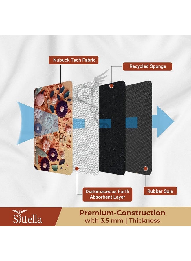 SITTELLA® 2 Pieces Anti-Skid Water Soaking 3D Flower Print Bathroom Mat, Water Absorbent Mat (40x60cm) (Orange Flower Print) - Image 3