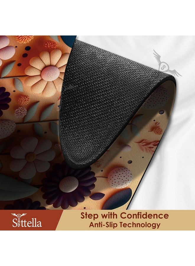 SITTELLA® 2 Pieces Anti-Skid Water Soaking 3D Flower Print Bathroom Mat, Water Absorbent Mat (40x60cm) (Orange Flower Print) - Image 5
