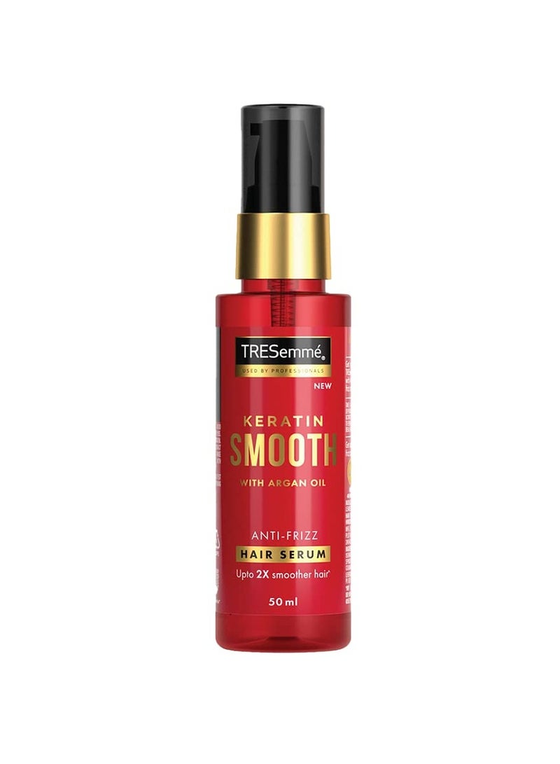 TRESemmé Tresemme Keratin Smooth Anti-Frizz Hair Serum 50ml with Argan Oil, for 2X Smoother Hair and Long Lasting Frizz control upto 48H even in 80% humidity - Image 1