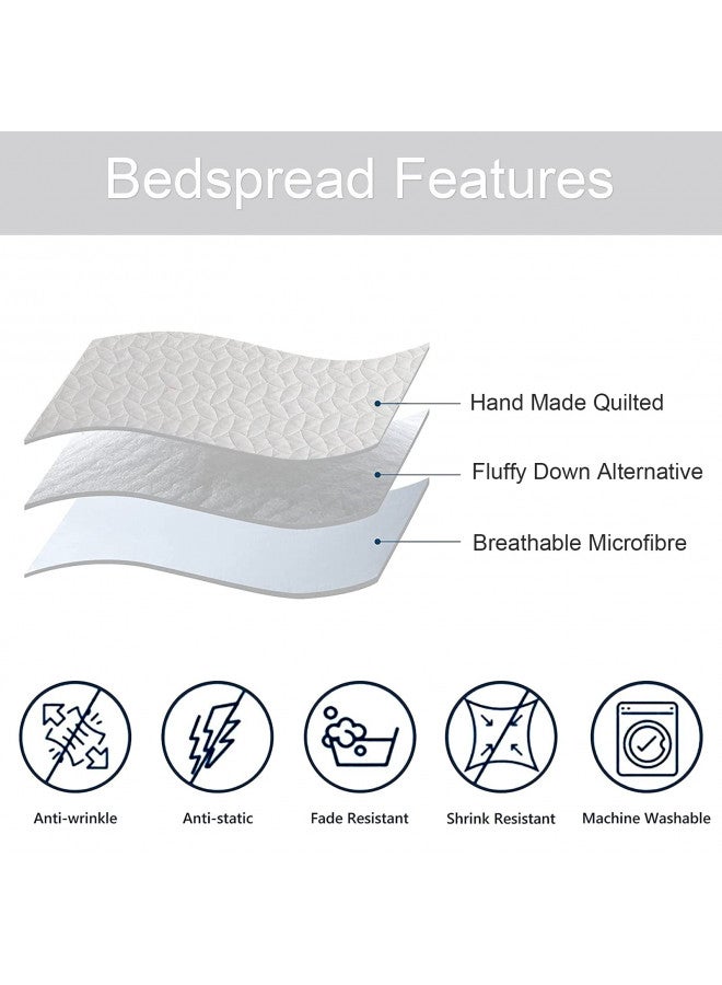Hygge Hush Hygge Hush Summer Quilt Set, Twin Size Pure White Leaves Pattern 2 Pieces Quilt Set, Oversized Modern Style Bedspread Set for All Season (1 Quilt & 1 Pillow Shams)  - Image 2