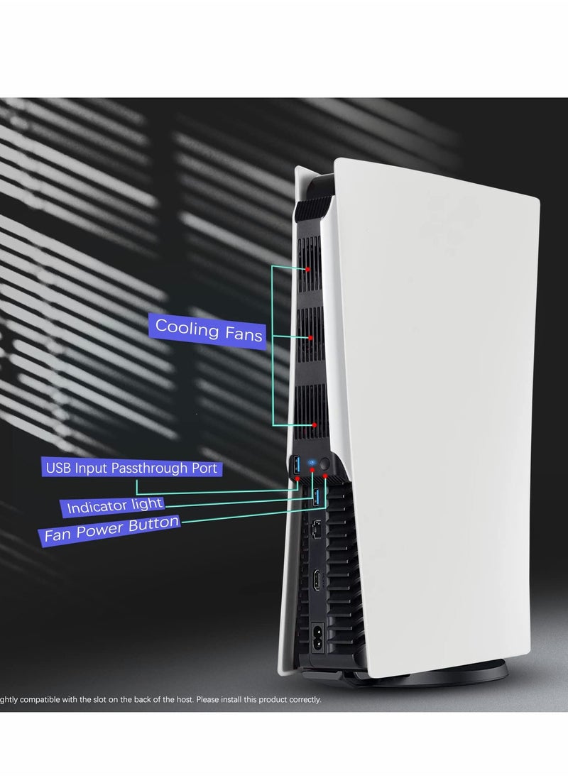 Cooling Fan for Playstation 5, External Efficient Low-Noise Cooling System, Compatible with PS 5 Disc and Digital Editions
