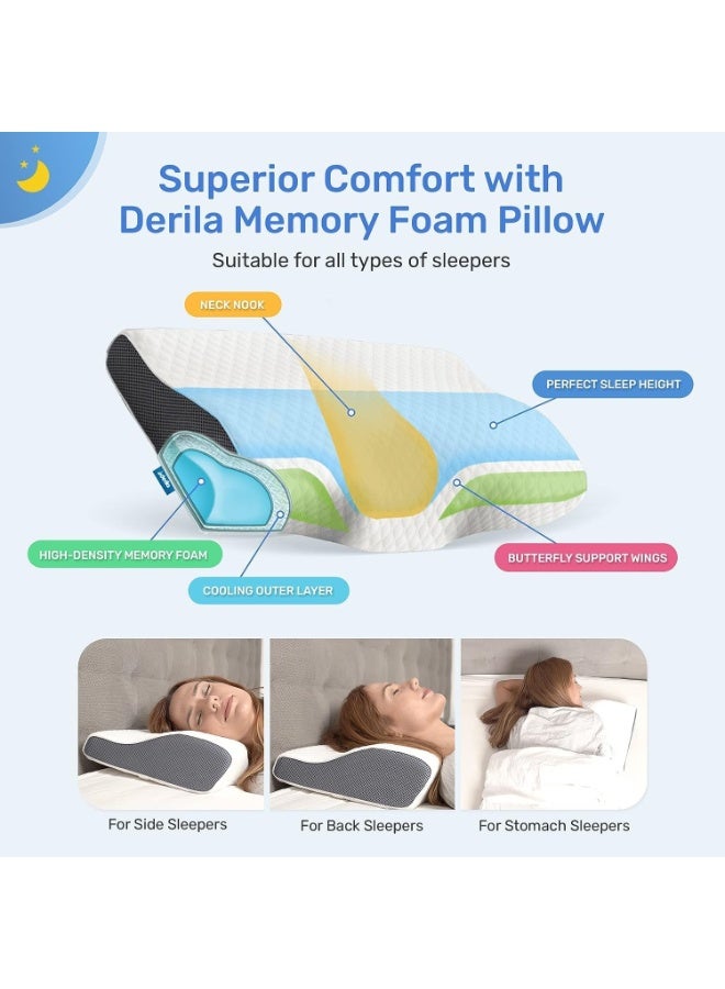 Derila Cervical Queen Size Pillow for Sleeping - Support Pillow for Side, Back, Stomach Sleepers - Contour Best Bed Pillows for Sleeping 23.6" x 13.4" x 4.3" - Image 3