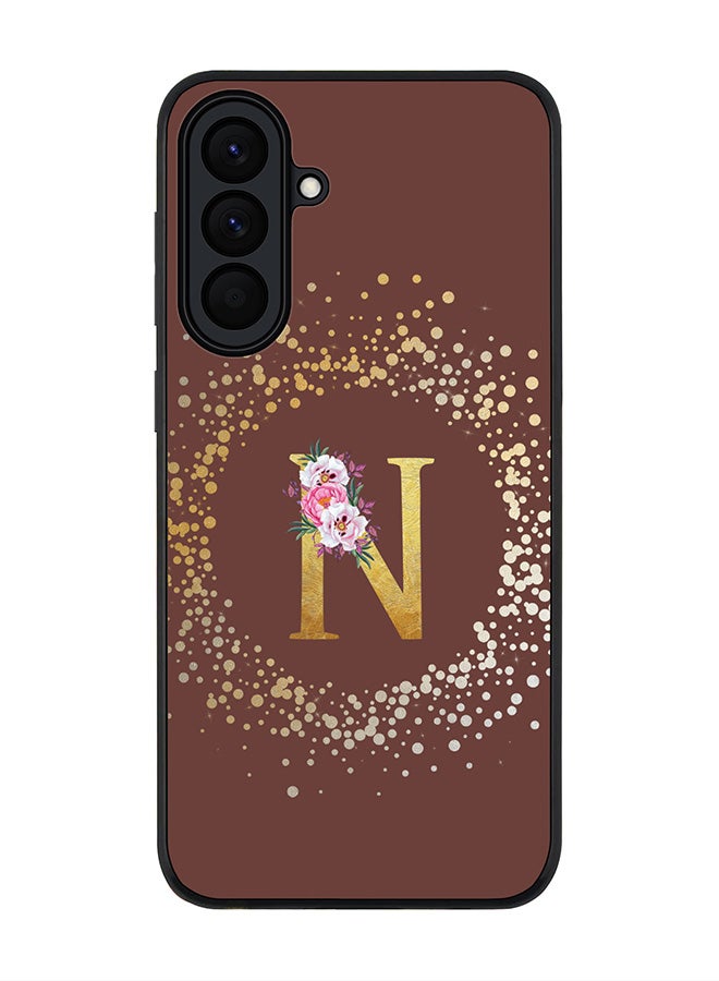 Stylizedd For Samsung Galaxy A57 Case,Slim fit Camera Protection, Shockproof Thin Phone cover  - Custom Monogram Floral - N  (Brown ) - Image 1