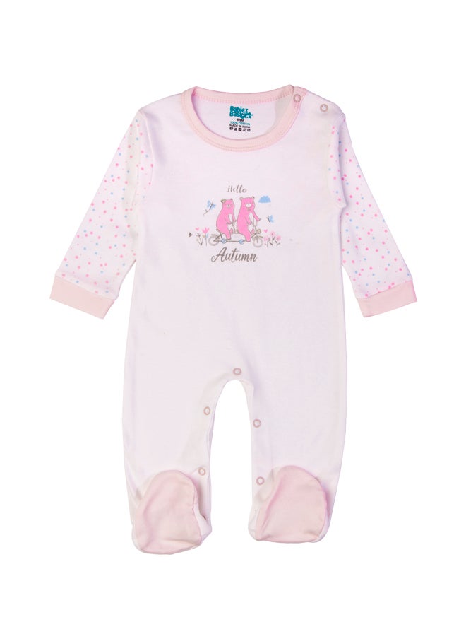 Babies Basic 5 Piece Unisex 100% Cotton Gift Set Include Bib, Romper, Mittens, Cap And Sleepsuit/Jumpsuit- Hello Autumn  - Image 3