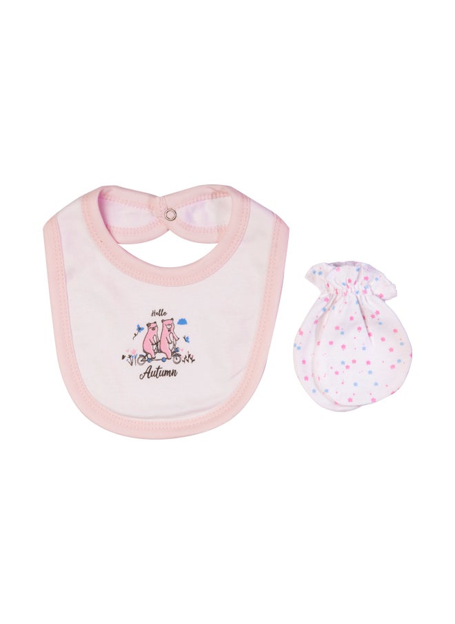 Babies Basic 5 Piece Unisex 100% Cotton Gift Set Include Bib, Romper, Mittens, Cap And Sleepsuit/Jumpsuit- Hello Autumn  - Image 5