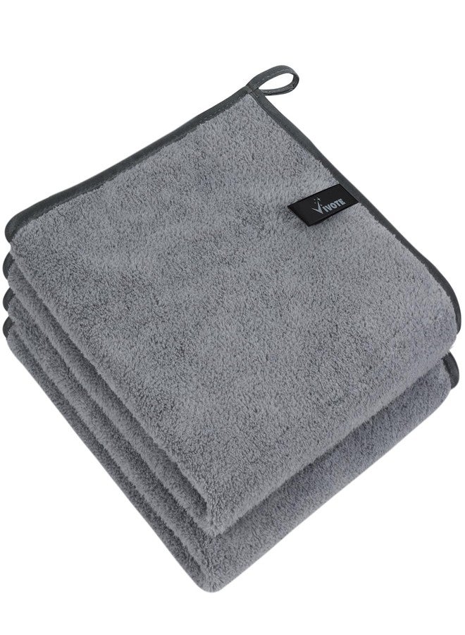 VIVOTE Microfiber Hand Towel, Super Soft & Absorbent Hand Towels with Hanging Loop, Quick Dry Kitchen Hand Towels,Durable Drying Hand Towel for Bathroom, 2 Pieces Grey, 40 x 40 cm - Image 1