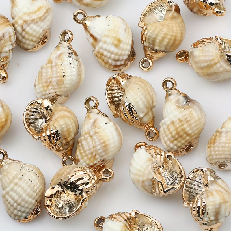 10pcs Acrylic Seashell Pendant Beads With Textured Surface for Jewelry Making - Image 3