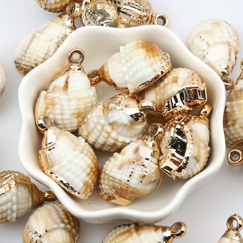 10pcs Acrylic Seashell Pendant Beads With Textured Surface for Jewelry Making - Image 5