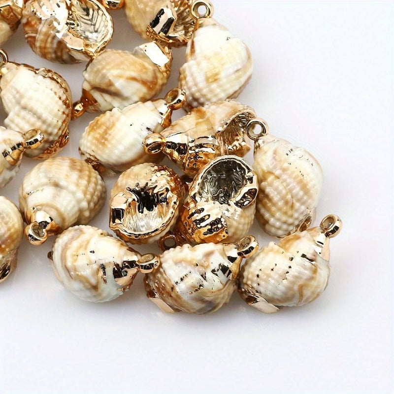 10pcs Acrylic Seashell Pendant Beads With Textured Surface for Jewelry Making - Image 2
