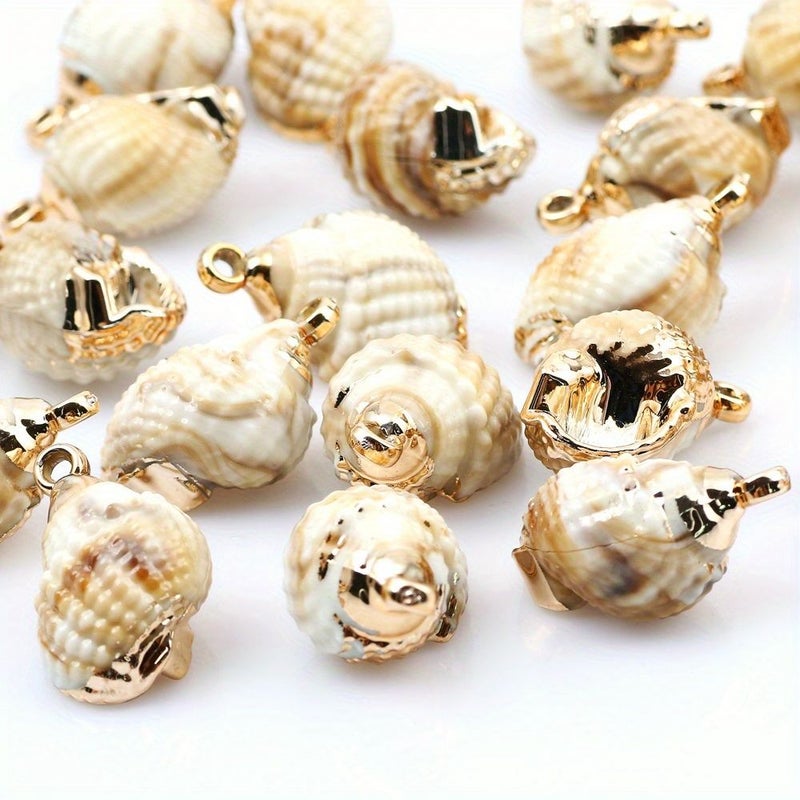 10pcs Acrylic Seashell Pendant Beads With Textured Surface for Jewelry Making - Image 1