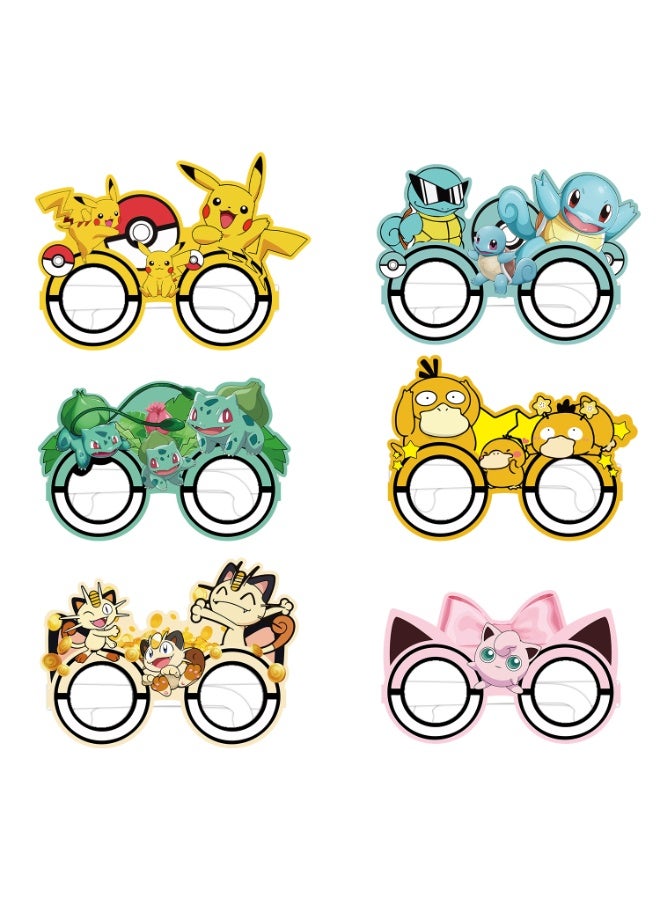 ILovhaprty Pikachu Paper Glasses - 24pcs Pikachu Party Favors Paper Eyeglasses, Electric Theme Paper Party Glasses for Pokémon Photo Booth Props or Pikachu Birthday Decoration Supplies - Image 1