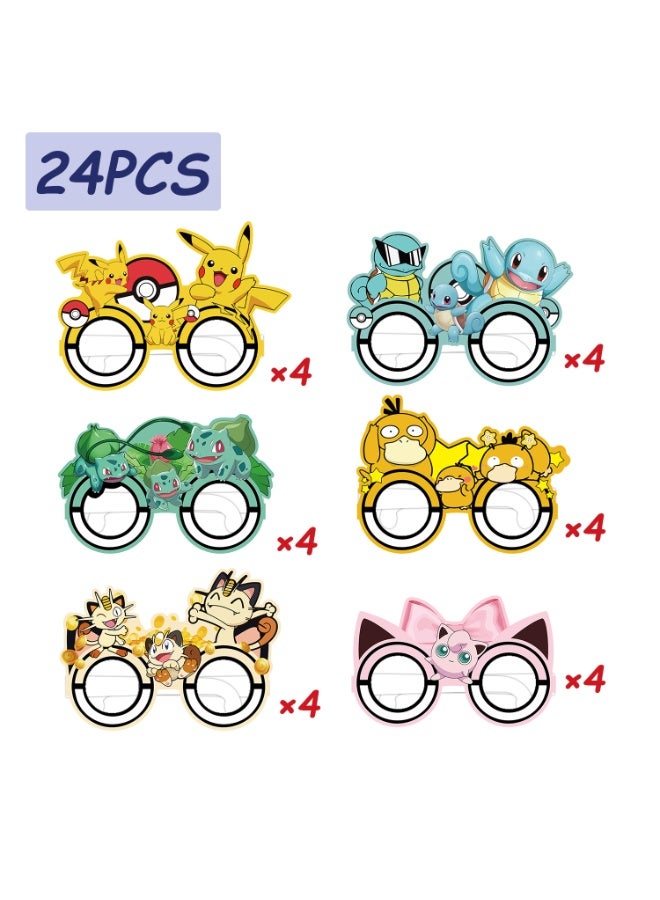 ILovhaprty Pikachu Paper Glasses - 24pcs Pikachu Party Favors Paper Eyeglasses, Electric Theme Paper Party Glasses for Pokémon Photo Booth Props or Pikachu Birthday Decoration Supplies - Image 2