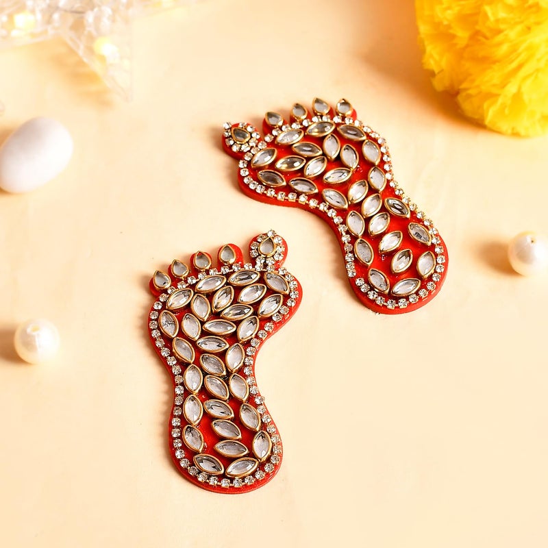 ascension Set of 1 Laxmi ji Charan Paduka Maa Laxmi ji Charan for Diwali Decoration Laxmi ji Charan for Prosperity and Wealth Devi Charan for Home & Office - Image 5