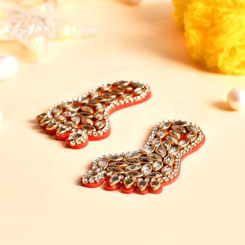 ascension Set of 1 Laxmi ji Charan Paduka Maa Laxmi ji Charan for Diwali Decoration Laxmi ji Charan for Prosperity and Wealth Devi Charan for Home & Office - Image 3