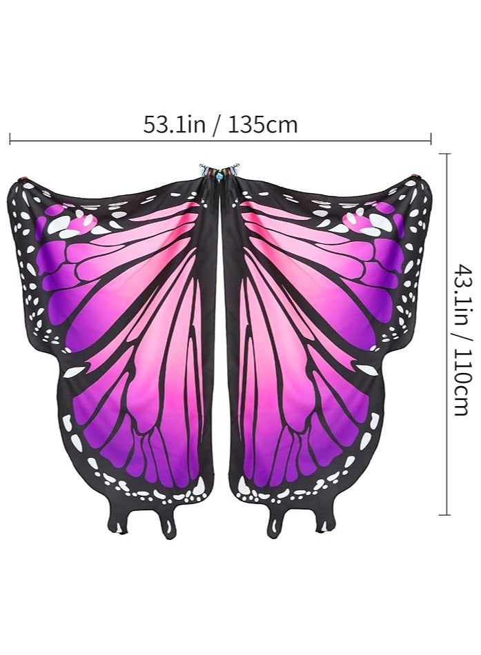 جورونب زي للفتيات بأجنحة الفراشة للهالوين، زي للأطفال بأجنحة الفراشة، زي للأطفال بأجنحة الجنية، زي الهالوين، زي تنكري، شال (3 قطع - بنفسجي) - Image 2